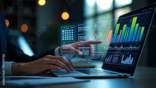 Project management and management project workflow scheduling interface. A business professional analyzing Gantt charts, managing task execution through a digital strategy dashboard