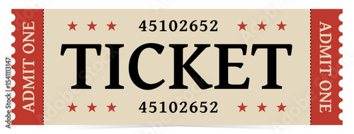 Ticket in retro style and vintage colors. Flat vector illustration isolated