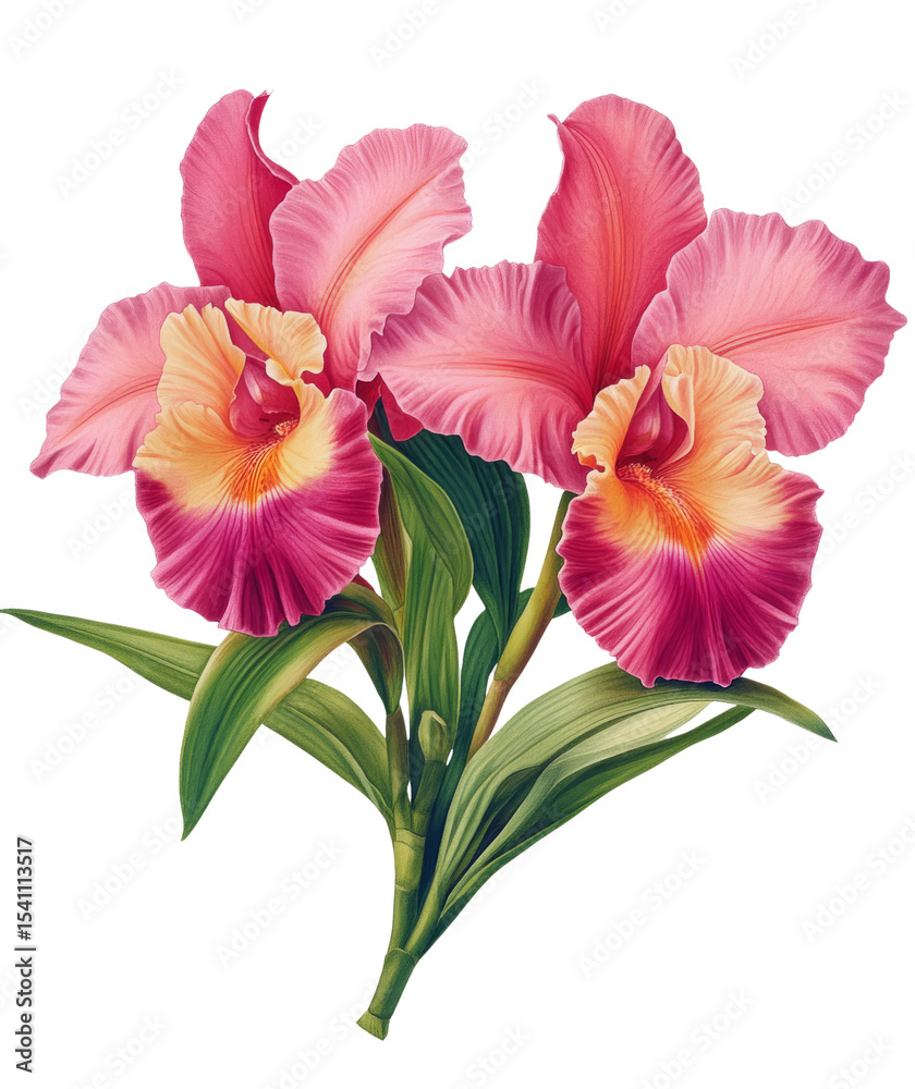 Obraz premium Vibrant orchid flowers botanical garden image natural setting close-up beauty of nature