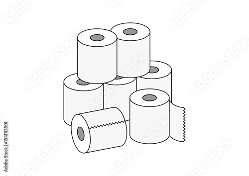 積み重ねたトイレットペーパーのイラスト