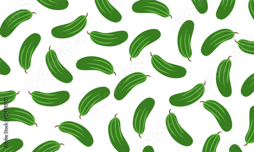 Fresh and delicious cucumber background. Seamless pattern of cucumber. Illustrations for backgrounds, banners, posters, textile prints, web design and covers