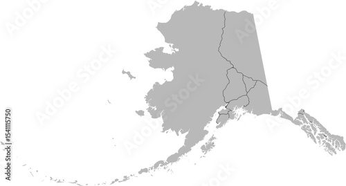 Alaska vector map of the National Highway System with state boundary (NHS,  Albers Equal Area projection, PPT-compatible & fully editable)