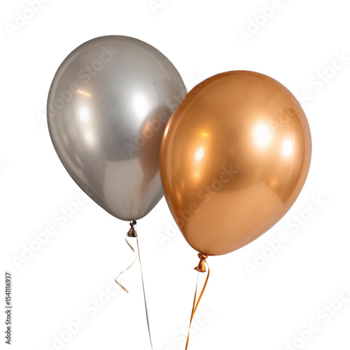 Silver and Bronze Balloon isolated on Transparent Background