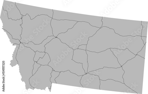 Montana vector map of the National Highway System with state boundary (NHS,  Albers Equal Area projection, PPT-compatible & fully editable)