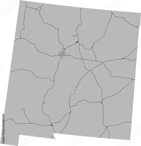 New Mexico vector map of the National Highway System with state boundary (NHS,  Albers Equal Area projection, PPT-compatible & fully editable)