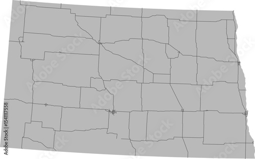 North Dakota vector map of the National Highway System with state boundary (NHS,  Albers Equal Area projection, PPT-compatible & fully editable)