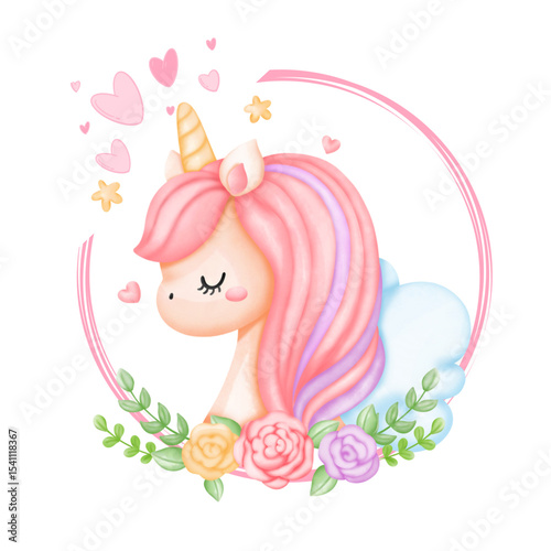 Cute Unicorn Logo, Playful, Magical, Whimsical, Children's Toy