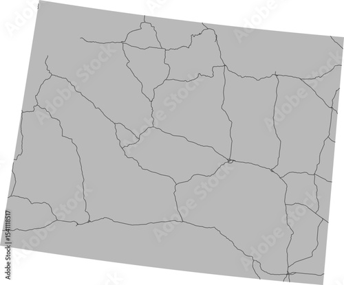 Wyoming vector map of the National Highway System with state boundary (NHS,  Albers Equal Area projection, PPT-compatible & fully editable)