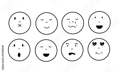 Cute face emoji emoticon icon set.