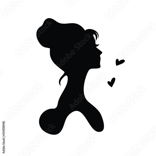 Portrait of a beautiful woman in an elegant wide-brimmed hat in a minimalist style. Young girl in a dress. High Fashion vector illustration.