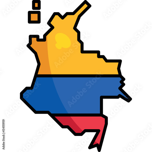 Flat style vector map of Colombia
