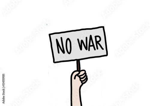 hand holding sign no war