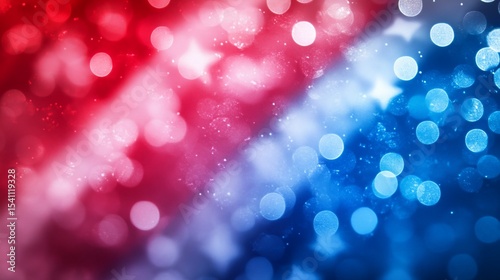 Patriotic Bokeh Background with Red, White and Blue for Fourth of July
