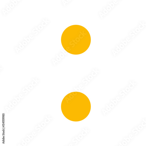 Flat yellow colon icon with rounded edges. Simple, minimalistic design ideal for use in UI elements, graphic designs, or digital applications.