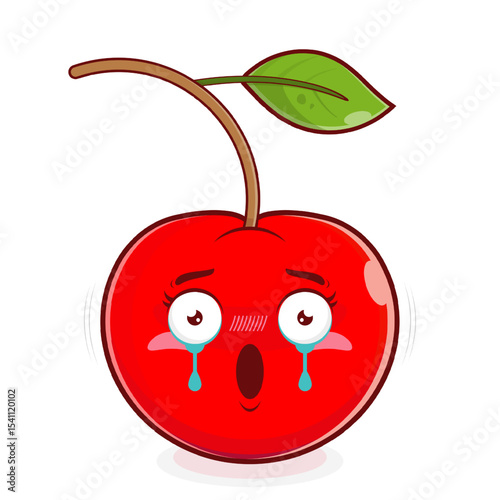 cherry scared face cartoon cute
