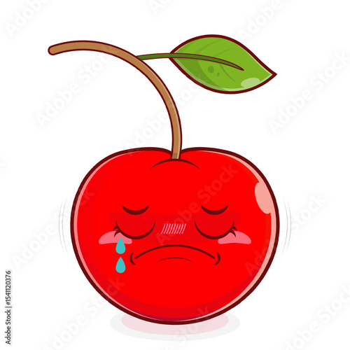 cherry crying face cartoon cute