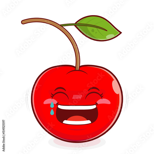 cherry laughing face cartoon cute
