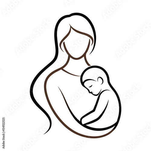 Mother Holding Baby Vector Icon