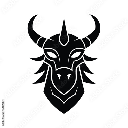 Norse Dragon Face Icon Vector Illustration