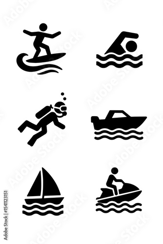 water activities vector icon set
