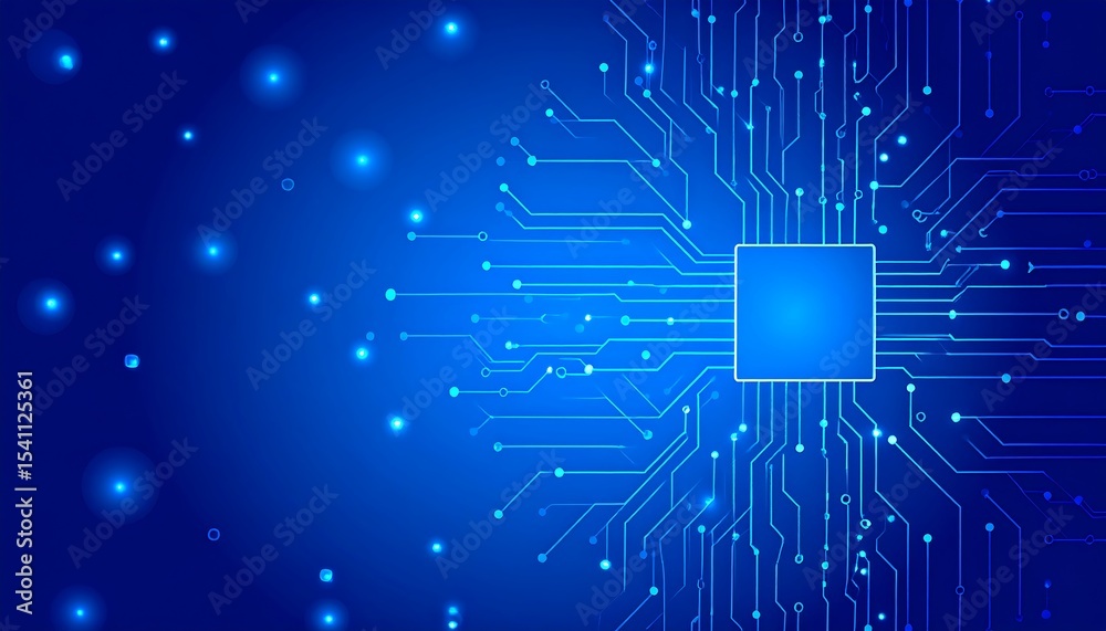 Obraz premium Digital circuit board with blue technology background.