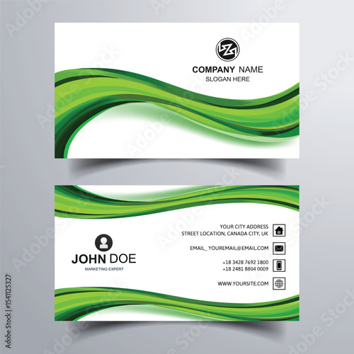 Beautiful modern green wave business card design