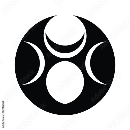 Triple Moon Symbol Icon Vector Illustration