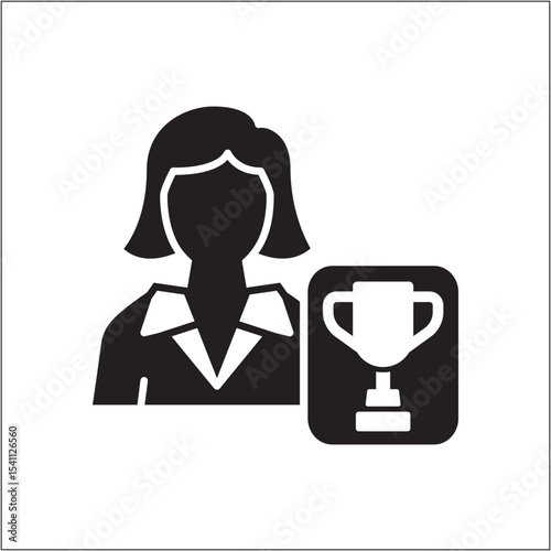 Employee award icon. The best worker symbol. icon symbol of success, businessman, winner, victory, win, awarded, rewarded, champion, achieved, achievement. vector illustration., 