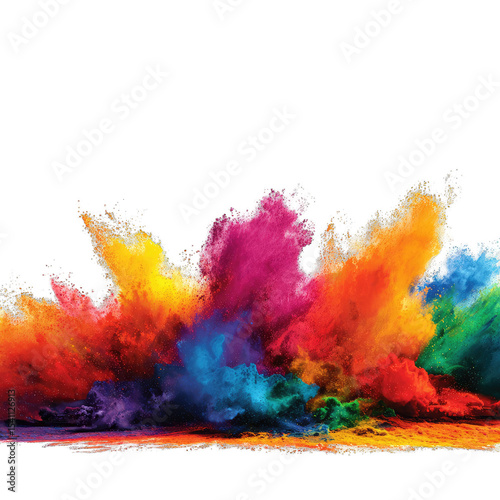 Colorful powder explosion against black