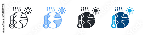 Climate Change Icon Set Multiple Style. Design In Outline, Blue, Glyph, Dual Tone