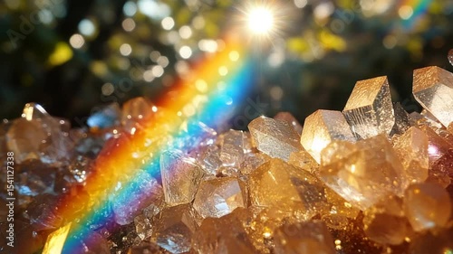 Sparkling Crystals Rainbow Sunlight Nature.