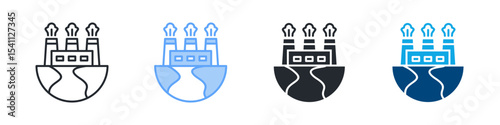 Polluted Icon Set Multiple Style. Design In Outline, Blue, Glyph, Dual Tone