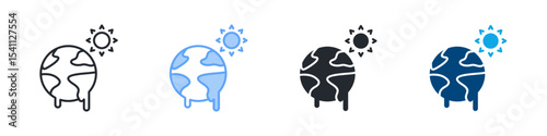 Melting Icon Set Multiple Style. Design In Outline, Blue, Glyph, Dual Tone