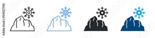Iceberg Icon Set Multiple Style. Design In Outline, Blue, Glyph, Dual Tone