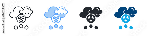 Acid Rain Icon Set Multiple Style. Design In Outline, Blue, Glyph, Dual Tone