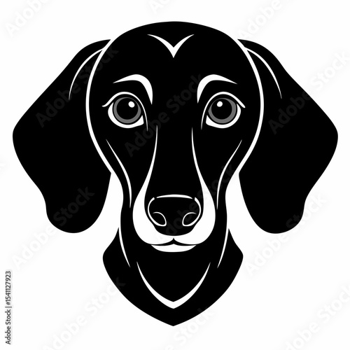 Dachshund head silhouette vector black on white background