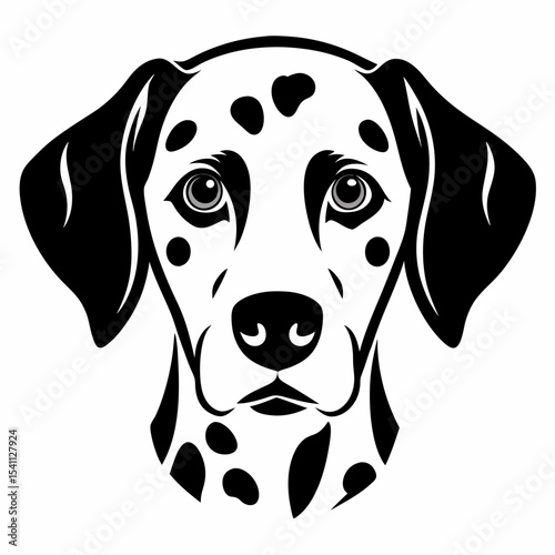 Dalmatian head silhouette vector black on white background