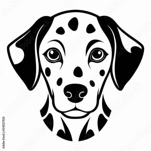Dalmatian head silhouette vector black on white background