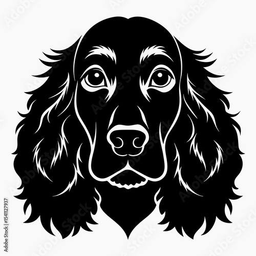Cocker Spaniel head silhouette vector black on white background