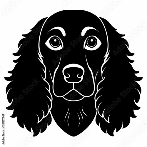 Cocker Spaniel head silhouette vector black on white background