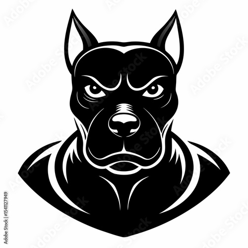 Boxer head silhouette vector black on white background