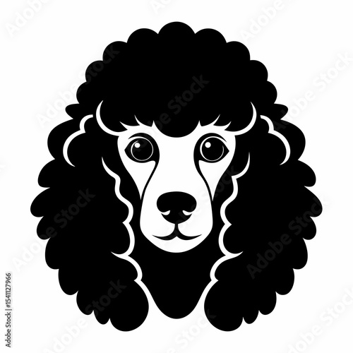 Poodle head silhouette vector black on white background
