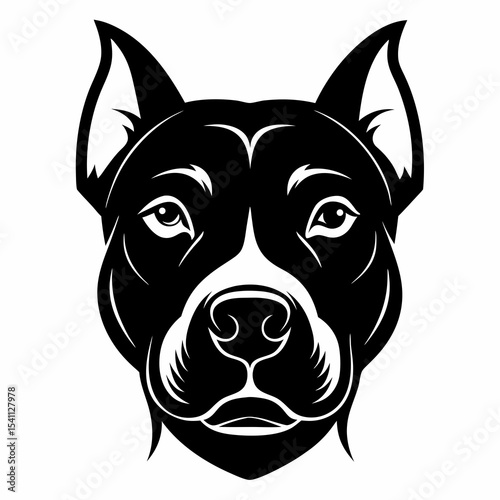 Pit Bull head silhouette vector black on white background