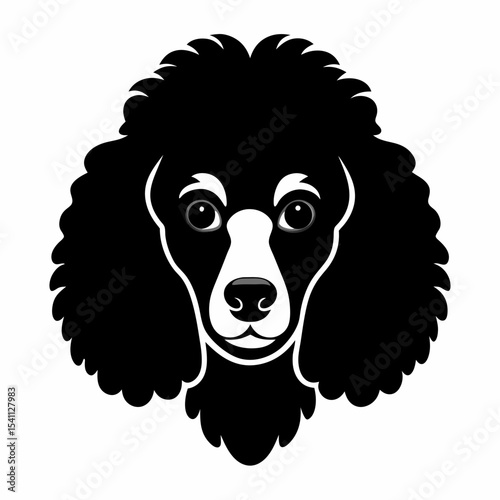 Poodle head silhouette vector black on white background