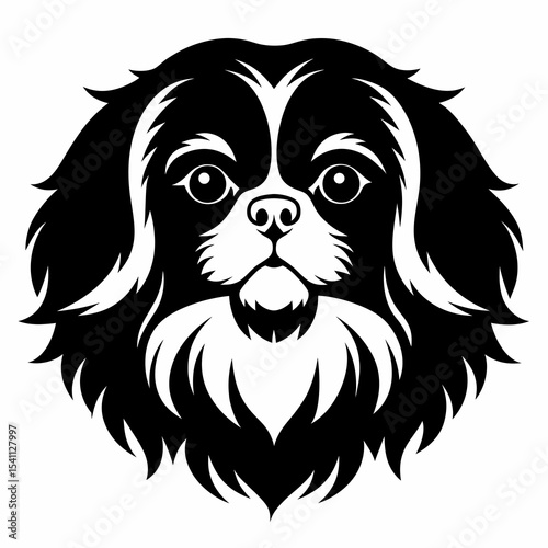 Pekingese head silhouette vector black on white background