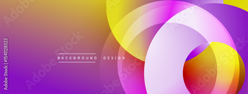 Abstract colorful layers create dynamic visual effect. Gradient blends purple, pink, yellow hues. Modern design element for backgrounds.