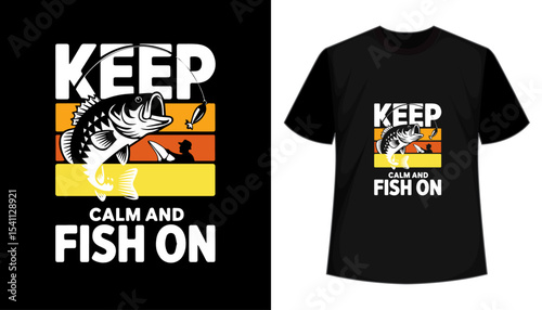 Fishing T-Shirt Design Template – Vintage Vector Artwork for Anglers and Outdoor Lovers