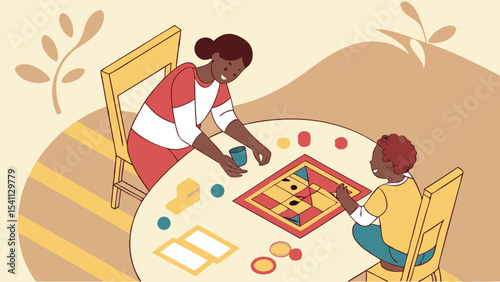 Family Playing a Board Game Together.