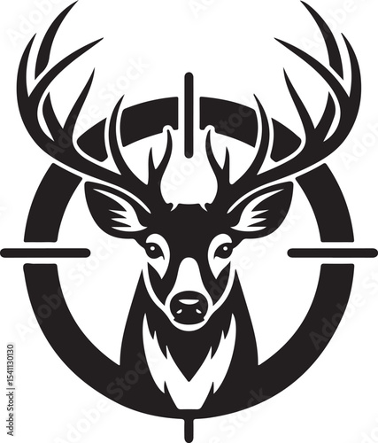 Majestic Deer in Crosshairs Hunting Season Vector Illustration