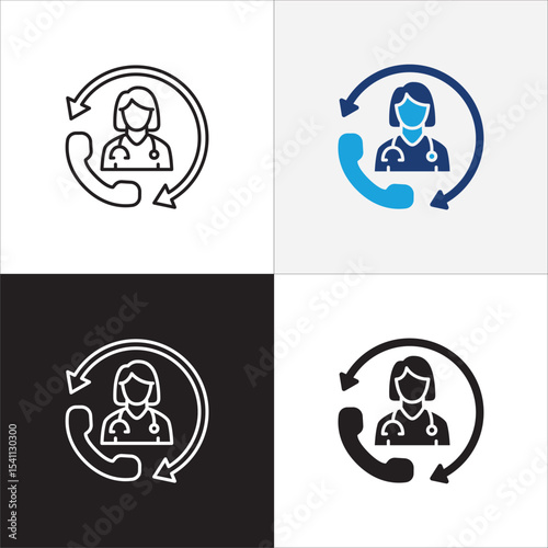  Doctor icon. Doctor consultation digital apps icon. Healthcare contact symbol. Icon symbol compatible for health service, hospital, clinic and medical. Vector illustration.